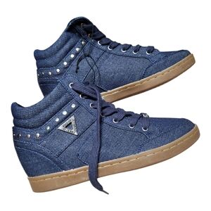 Guess Blue Denim High-Top Sneakers